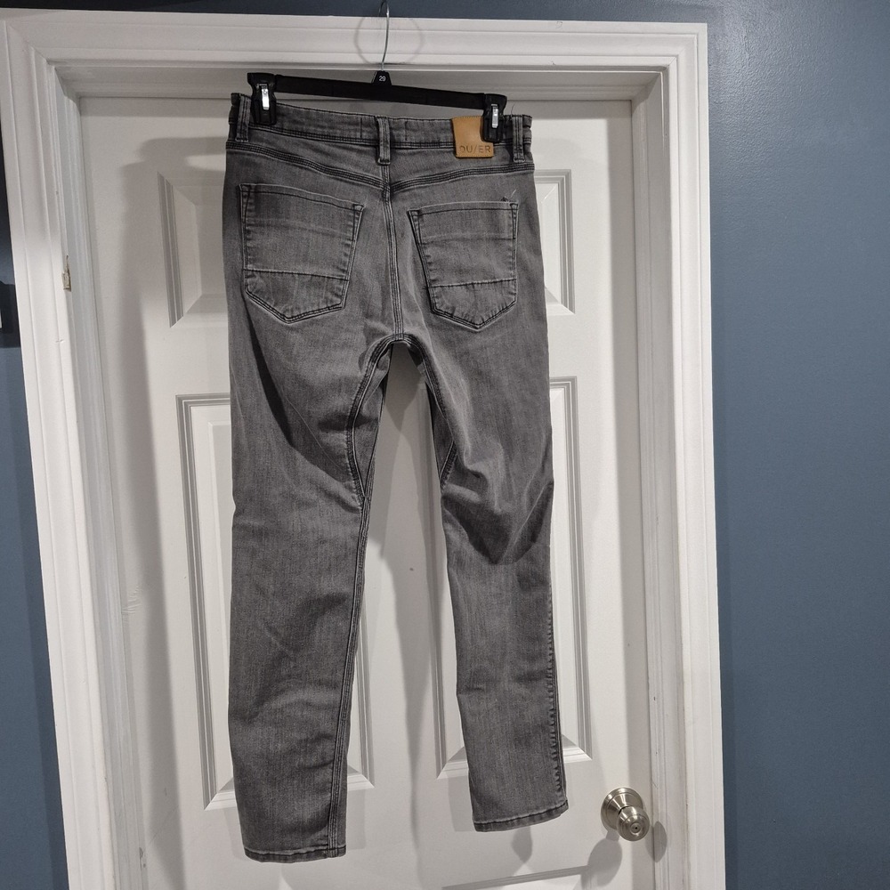 DU/ER Jeans Mens 33x32 Gray Slim Fit Performance Stretch Coolmax L2X *FLAW